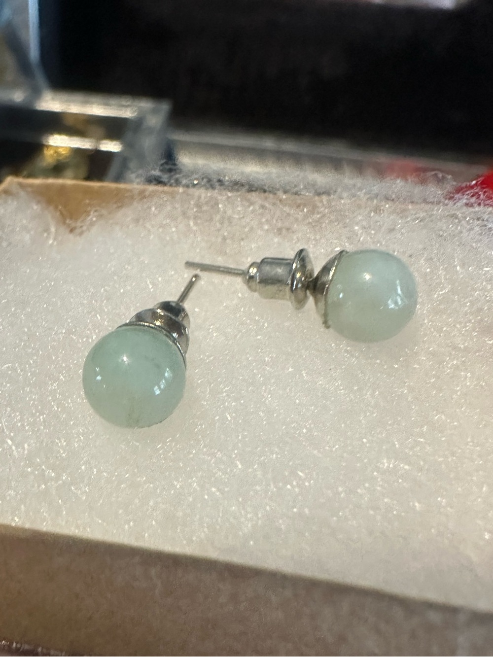 Burmese Jadeite Jade Stud Earrings Grade A